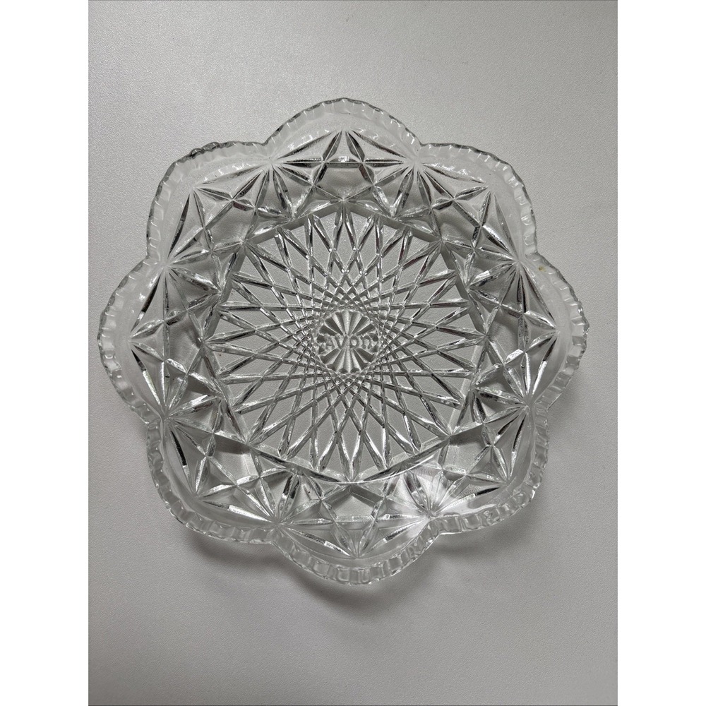 Fostoria Avon Cut Glass‎ Stars  Scalloped Trinket Dish 1970s Vintage
